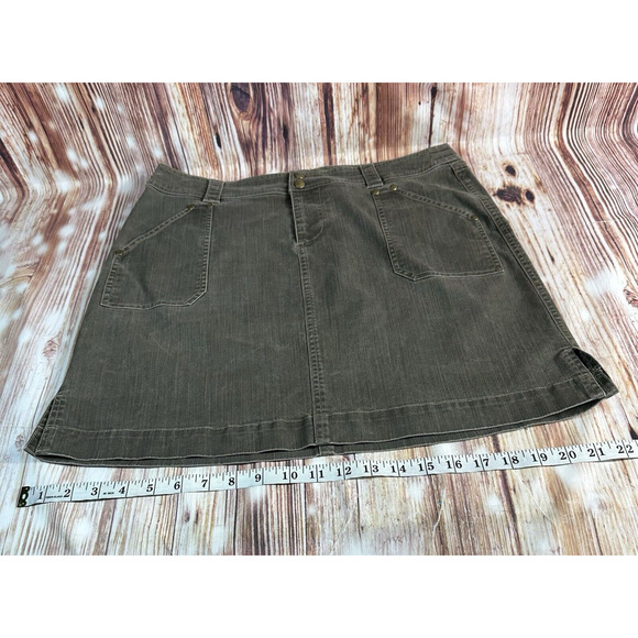 Kuhl STIRR ADVENTURE Size 12 Olive Green Knee Length Jean Denim Skirt 33x18.5 - Picture 6 of 10